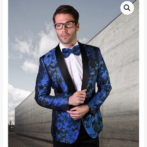 STATEMENT VJ-128 ROYAL, FANCY SINGLE JACKET WITH MATCHING BOW TIE, MODERN FIT